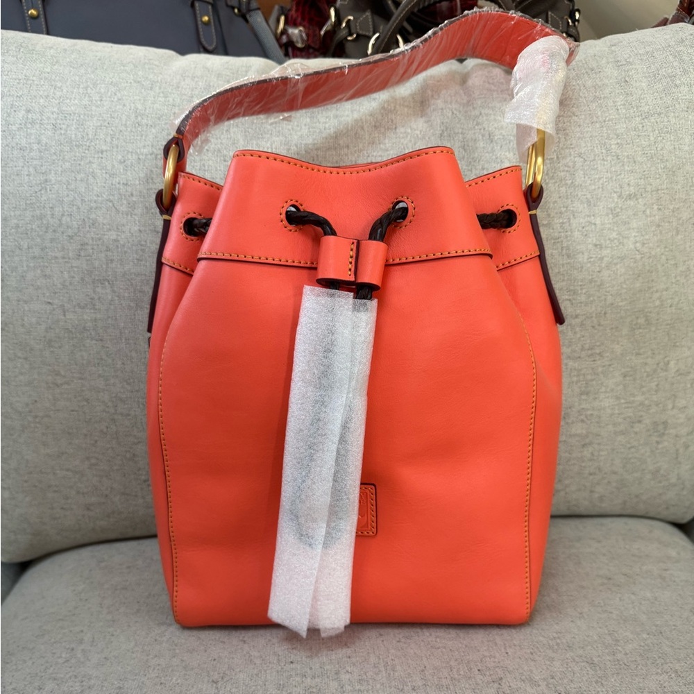 Dooney and Bourke Florentine Drawstring Hattie in Salmon